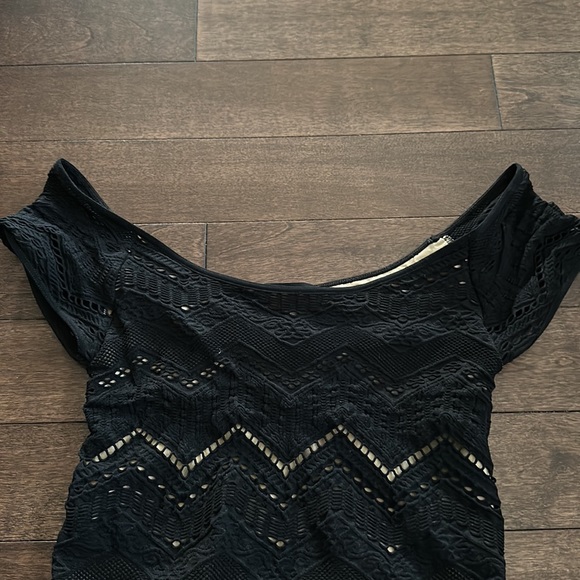 bebe Bodycon Black Lace Crochet Dress S - Picture 4 of 7